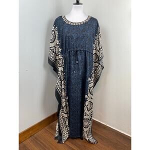 True Rock Black & Blue Filigree Kimono One Size